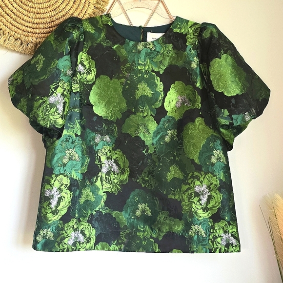 Tuckernuck, New Pomander Place Lyla Green Jacquard Floral Blouse Top SZ Small - Picture 15 of 15